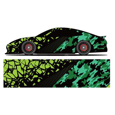 Full Wrap Racing Car Abstract Vinyl Sticker Graphics Kit Stock Vector