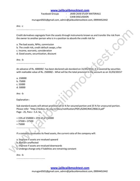 Caiib Bfm Sample Questions By Murugan For Nov Exams Pdf