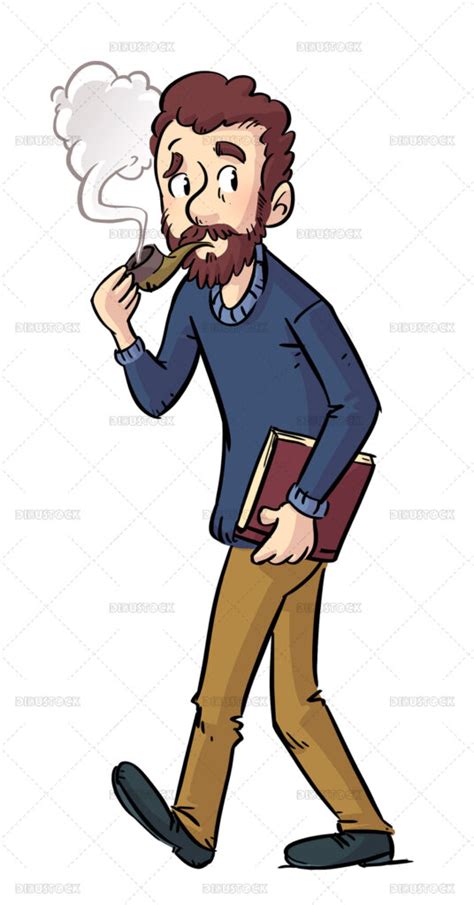 Ilustración del hombre fumando en pipa Dibustock dibujos e