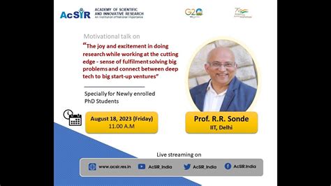 Address By Prof R R Sonde To Freshly Joined Acsir Ph D Research