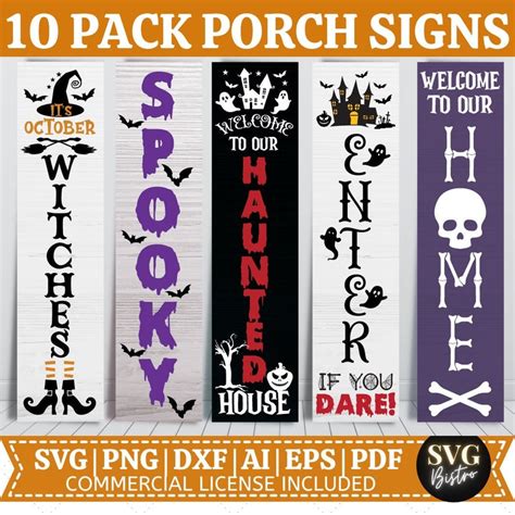 Halloween Porch Sign Svg Bundle Welcome Sign Svg Bundle Etsy