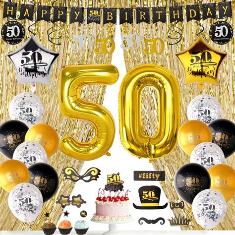 Hapycity 50th Birthday Decorations Men 114 Pack Black And Gold 50th