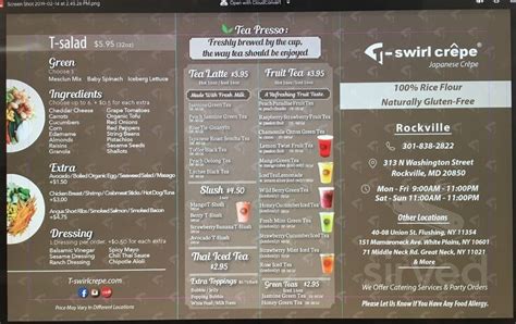 T Swirl Crêpe Menus In Rockville Maryland United States