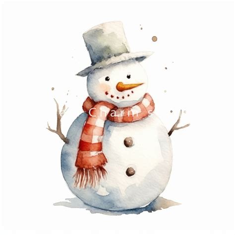 9 Snowman Clipart Watercolor Christmas For Commercial Use Cute