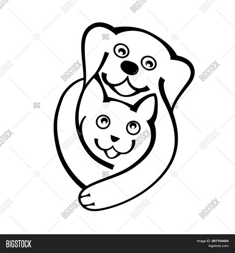 Dog Cat Hug Together Vector & Photo (Free Trial) | Bigstock