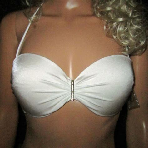 Victoria S Secret Padded White Bikini Top 34d Gem