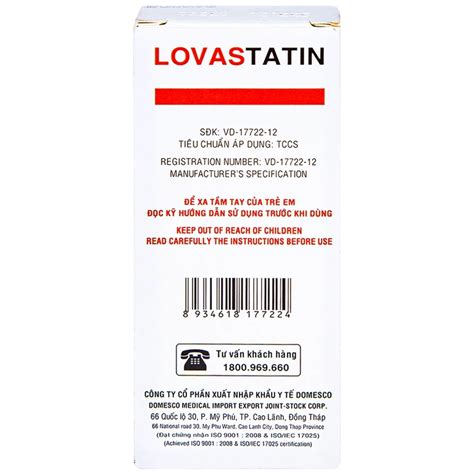 Thuốc Lovastatin 20mg Trị Phòng Ngừa Biến Cố Tim Mạch