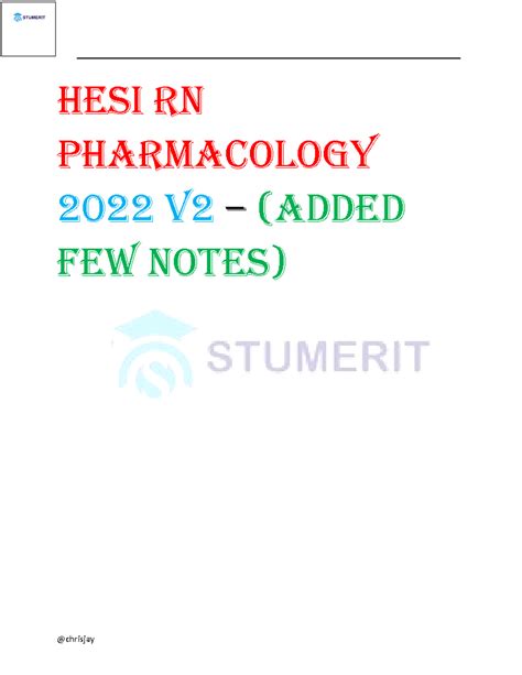 HESI RN Pharmacology Exam 2022 V2 HESI RN Pharmacology 2022 V2