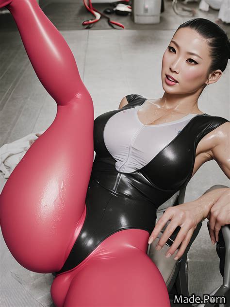 Porn Image Of White Mid Length Hair Straight Hair Tight Sweat Black Hair Japanese Created By AI