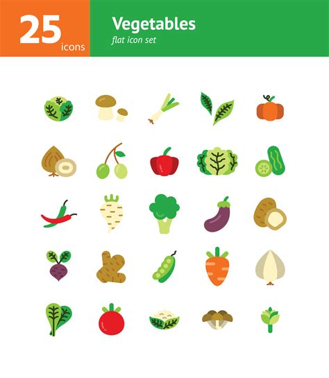 Vegetables flat icon set. 3484010 Vector Art at Vecteezy