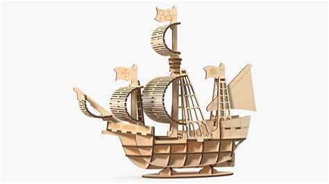 Wooden Puzzle Ship 3D Model $39 - .3ds .blend .c4d .fbx .max .ma .lxo ...