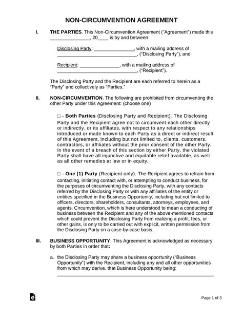 Non Circumvent Agreement Template