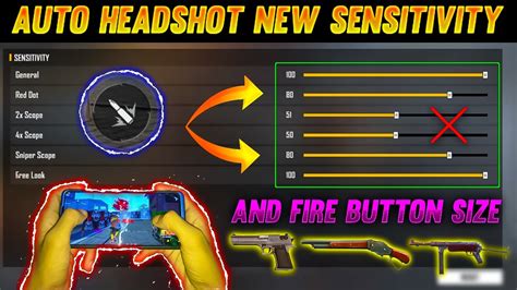 Auto Headshot Sensitivity Settings And Fire Button Size Free Fire