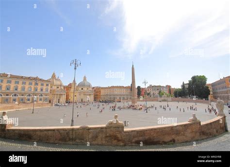 People Visit Piazza Del Popolo Square Rome Italy Stock Photo Alamy