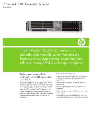 HP ProLiant DL380 Datasheet Manualzz