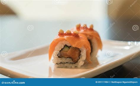 Salmon Burned Maki Stock Photo Image Of Dinner Food