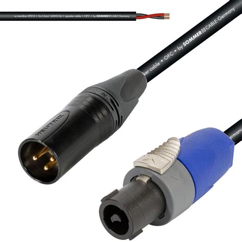 Speaker Lead Neutrik Male Xlr Connector To Pole Speakon Tour Grade