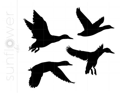 Flying Duck Silhouette Clipart: Versatile Vector Art for Creative Projects