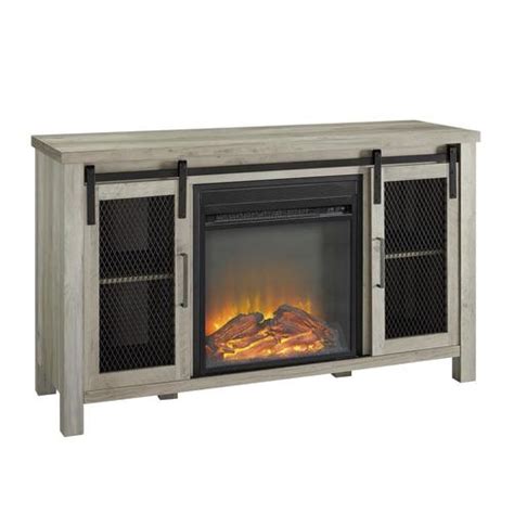 Walker Edison In Rustic Farmhouse Fireplace Tv Stand Grey Wash In