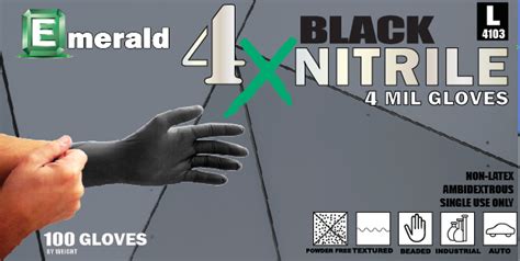 Emerald 4x Black Nitrile Gloves 4 Mil