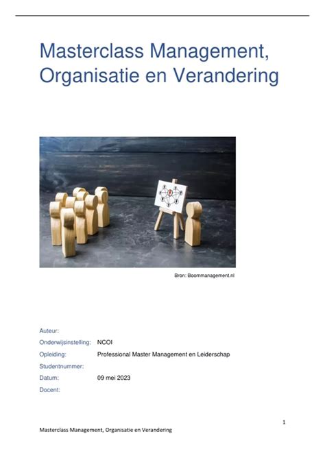 Eindopdracht Management Organisatie En Verandering Ncoi Cijfer