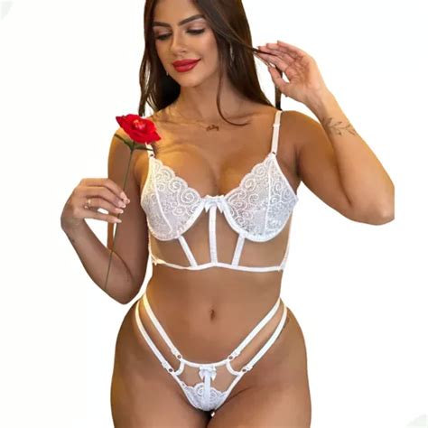 Lingerie Sexy Transparente Cropped Conjunto Sutia E Cal Inha