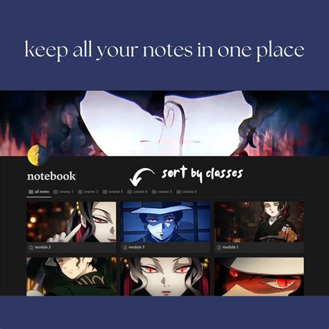 Upper Moon Notion Template Demon Slayer Anime Student Planner Aesthetic