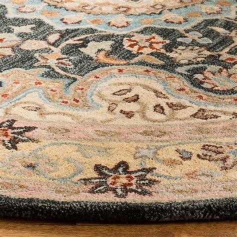 Heritage HG918 Hand Tufted Rug Creme Black 6 Round Safavieh In