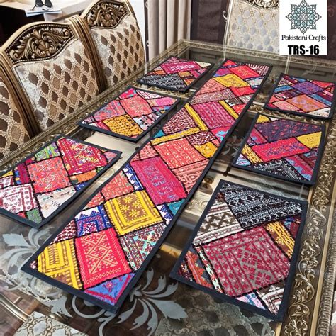 Sindhi Hand Embroidery Runner And Place Mat Set Trs 16 Pakistani Crafts