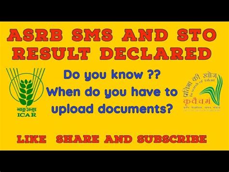 Asrb Declared Results Of Sms And Sto Do You Know Icar Asrb