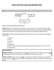 Study Guide Midterm MGMT449 2020 Docx MGMT 449 STUDY GUIDE FOR