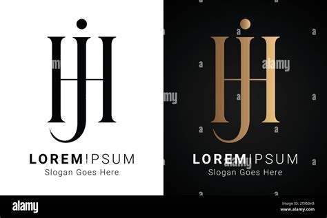 Luxury Initial Hj Or Jh Monogram Text Letter Logo Design Stock Vector