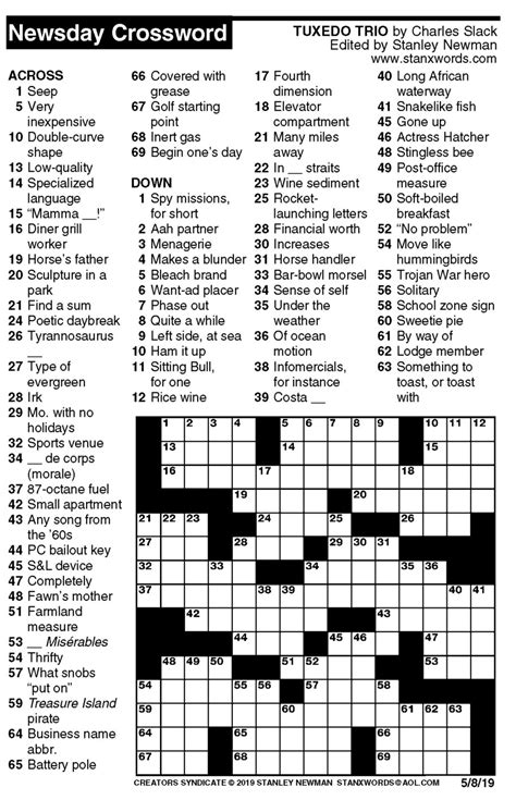 Newsday Crossword Puzzle Printable