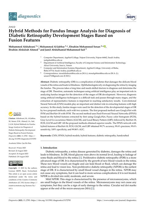 Pdf Hybrid Methods For Fundus Image Analysis For Diagnosis Of