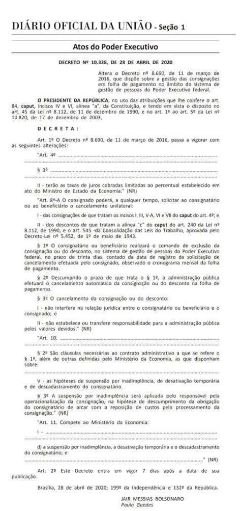 Orienta O Da Fenasps Sobre Decreto Do Governo Que Trata De Consigna O