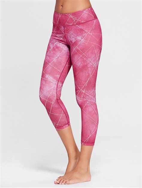 8 Off Capri Printed Workout Tights With Pocket Rosegal