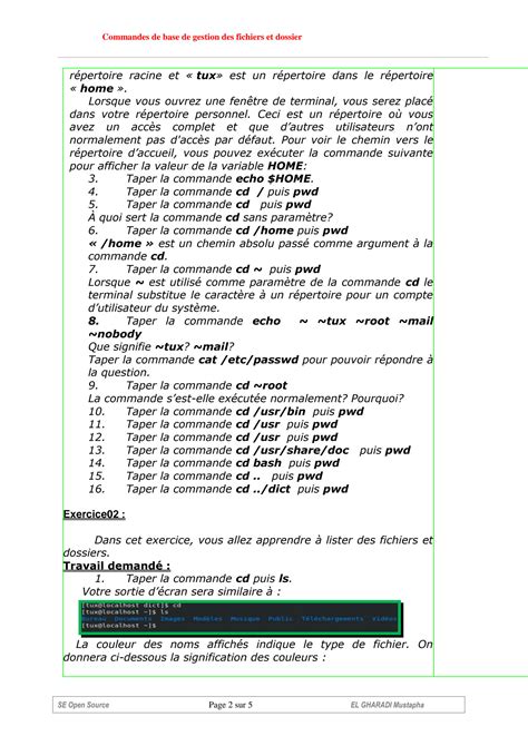 SOLUTION Activite Linux Commandes De Base De Gestion Des Fichiers Et