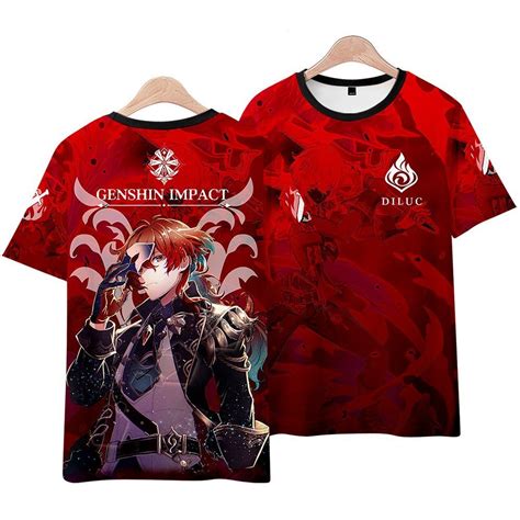 Genshin Impact Diluc T Shirt Hakusuru Anime Clothing And Kawaii Clothing