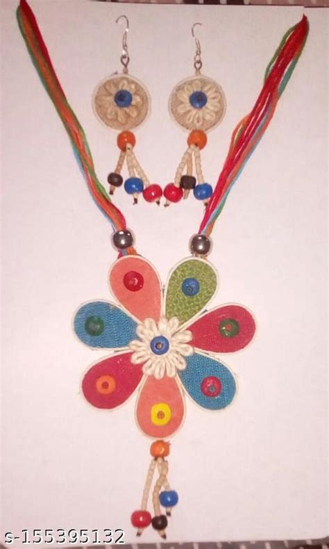 Multicolored Jute Jewelry Set