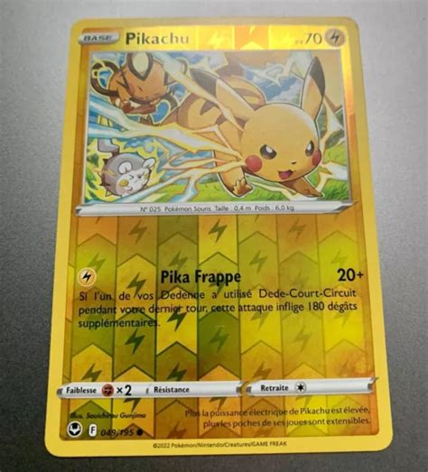 CARTE POKÉMON PIKACHU 49 195 Reverse EB12 Tempête Argentée NEUF EUR 3