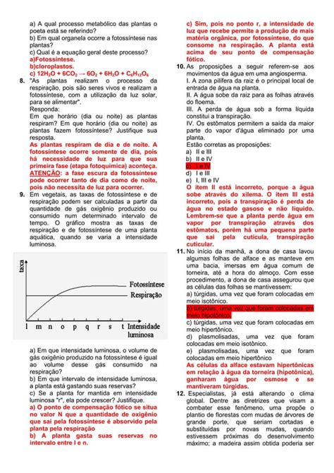 Lista De Exerc Cios Gabarito Biologia Frente E Bim