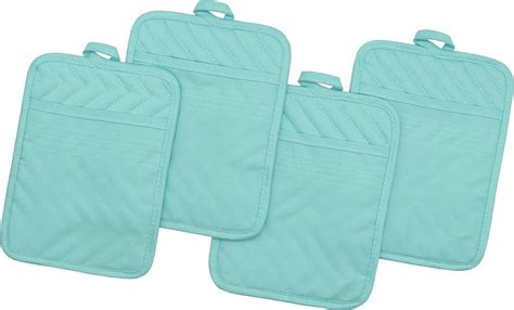 4Pcs Cotton Pocket Pot Holder Kitchen Hot Pads Heat Resistant Kitchen Basic Trivet For Cooking