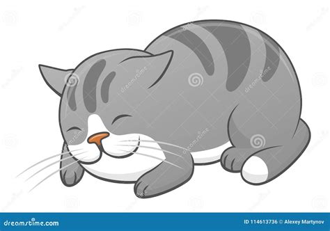 Cartoon cute sleeping cat stock vector. Illustration of kitty - 114613736