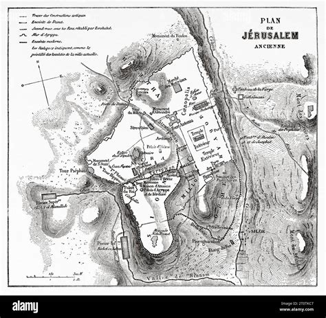 Jerusalem old city map. Travels in Palestine, 1856-1859. Old 19th ...