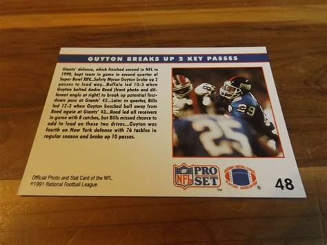 Guyton Breaks Up 2 Key Passes Super Bowl Xxv Replay 1991 Pro Set Card