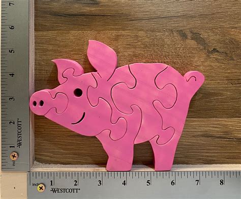 Wooden Pig Puzzle Etsy