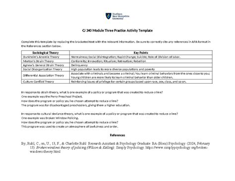 CJ 340 Module Three Practice Activity Template CJ 340 Module Three