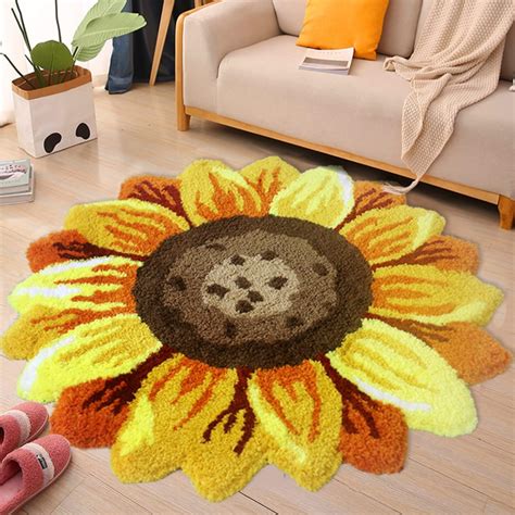 Sunflower Area Rug Golden Ultra Soft And Fluffy Sunflower