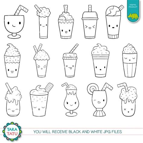 Cute Milkshake Clipart Kawaii Milkshake Printable Etsy Cute