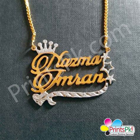 Special Designed Locket With Crown Double Name Necklace